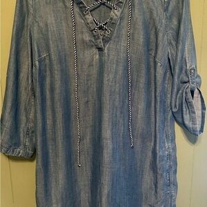 Crown & Ivy Denim Lace-Up Top